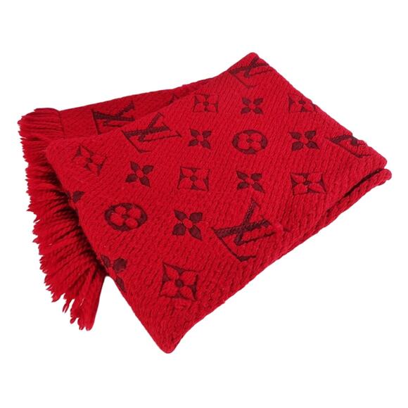 Louis Vuitton Red Logomania Reversible Wool Scarf - Picture 2 of 11